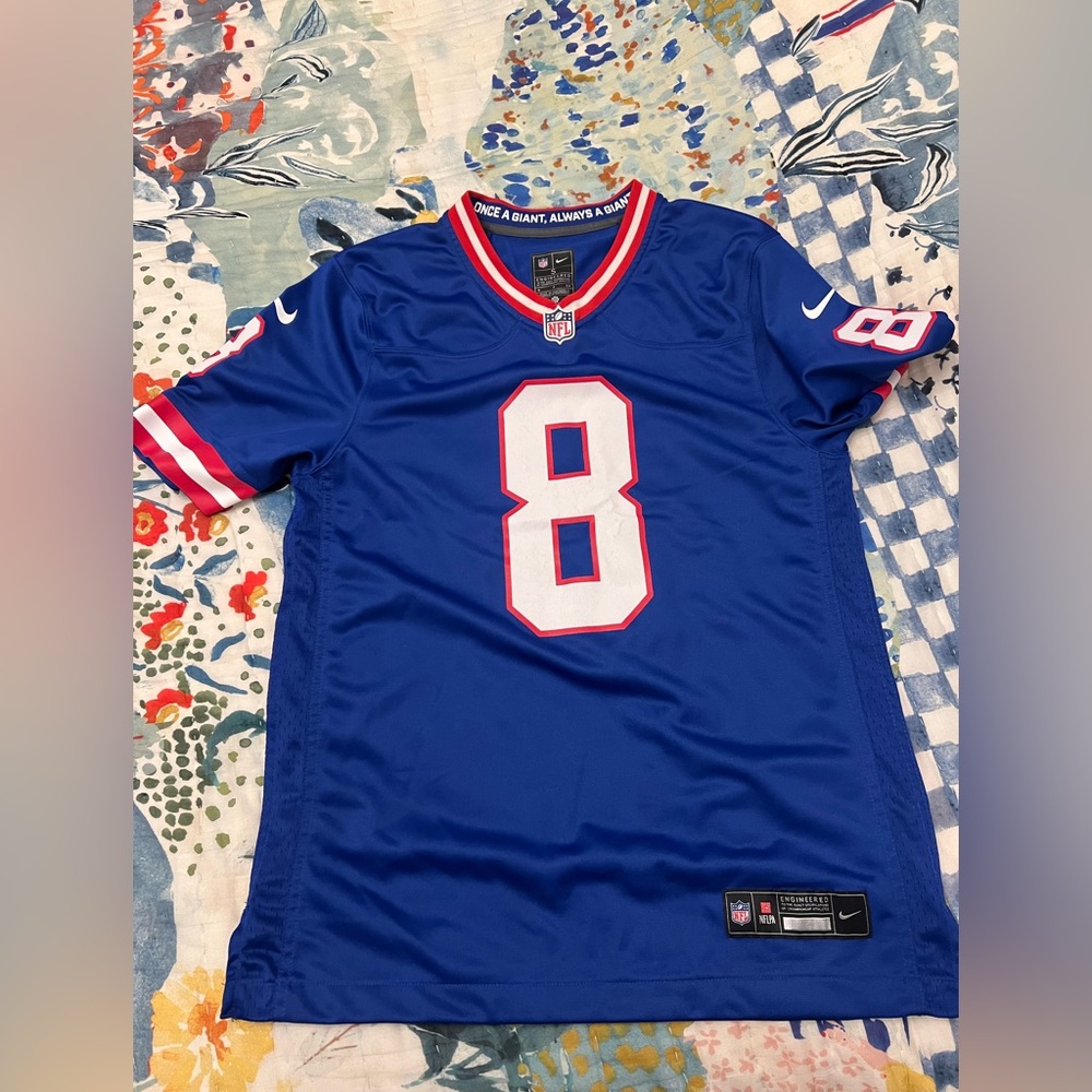 Daniel Jones Giants number 8 NFL Blue and Red Nike Jersey Size Small